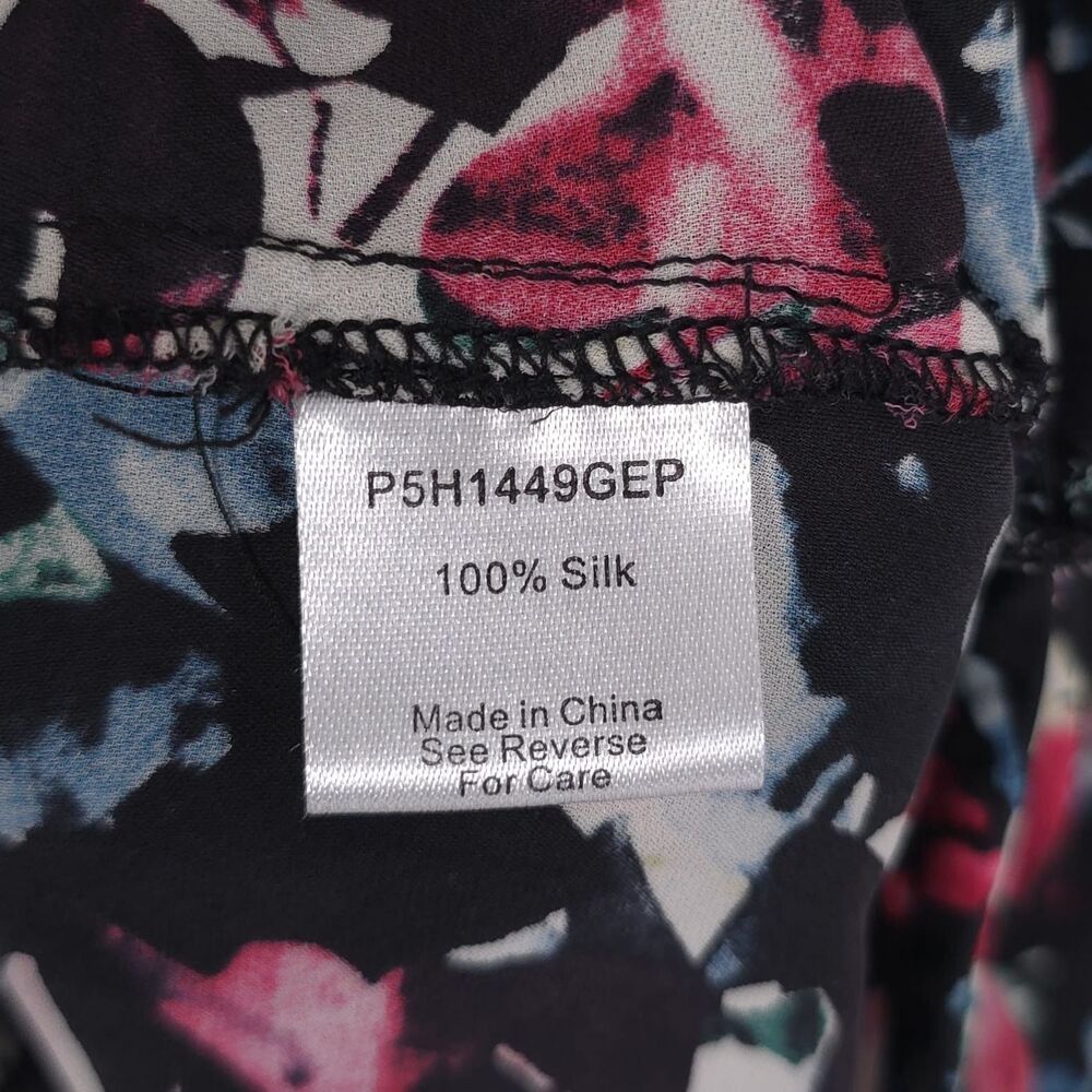 PARKER Women's Top Blouse MEDIUM Floral Multicolor Keyhole V Neck P5H1449GEP - Picture 9 of 10